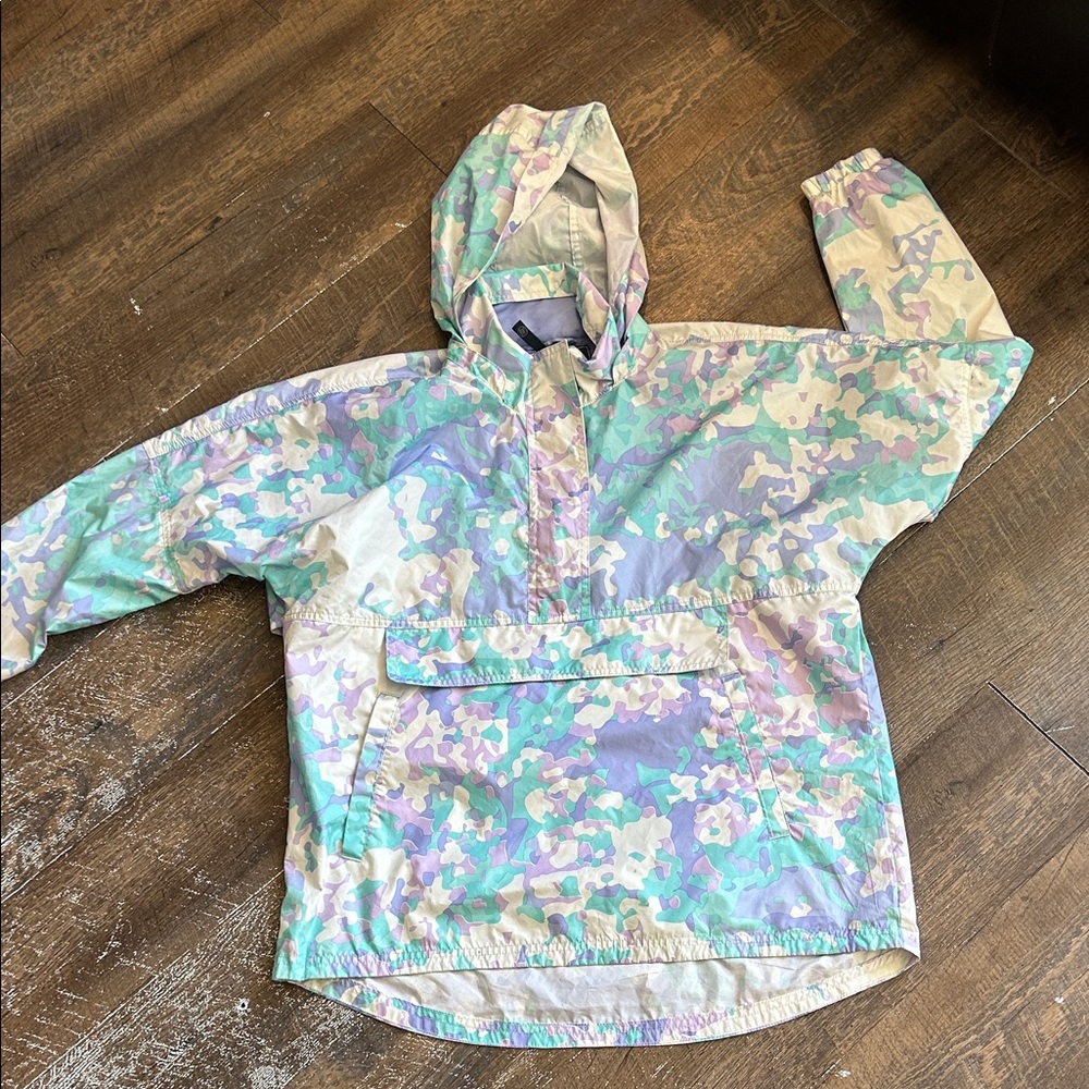 Lauren James Camo Camouflage‎ Anorak Windbreaker Jacket Sz Small Pastel Lavender